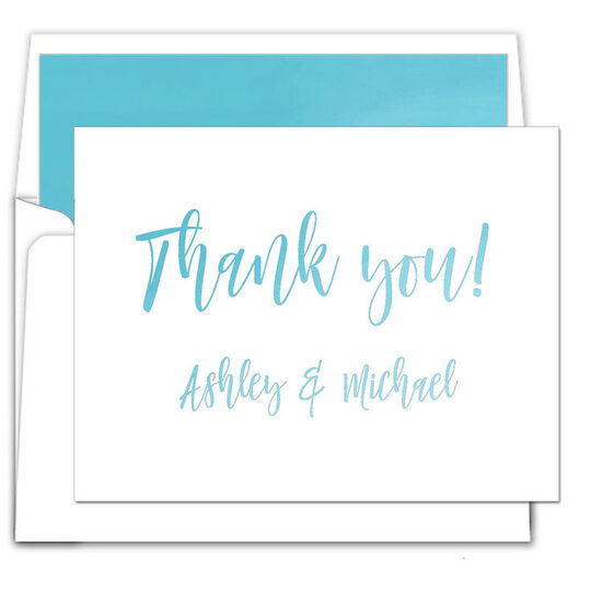 Blue Ombre Foldover Thank You Note Cards